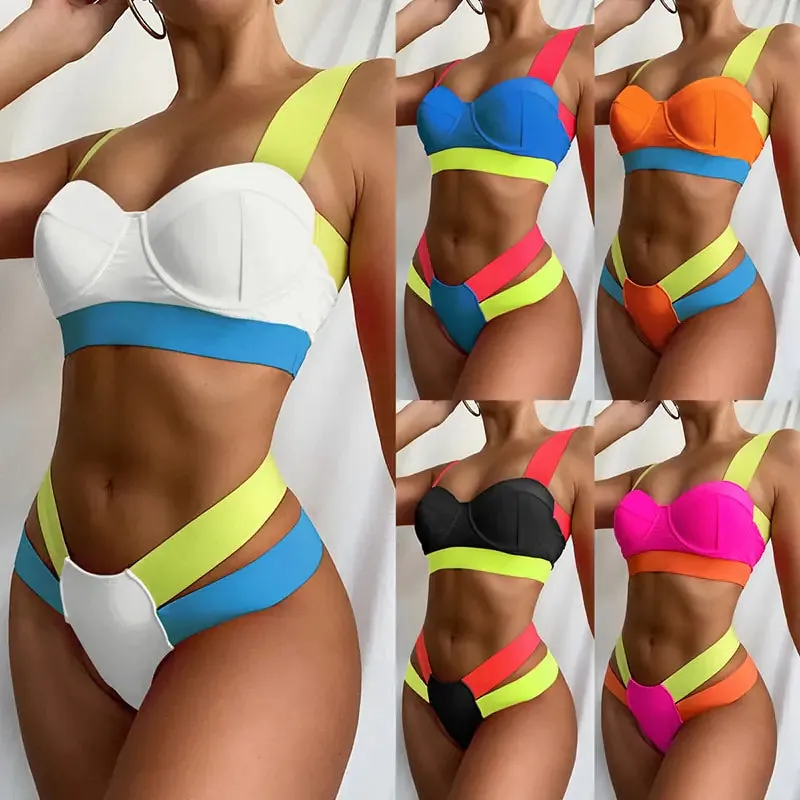 Bikini Patchwork Sexy Diversos Colores
