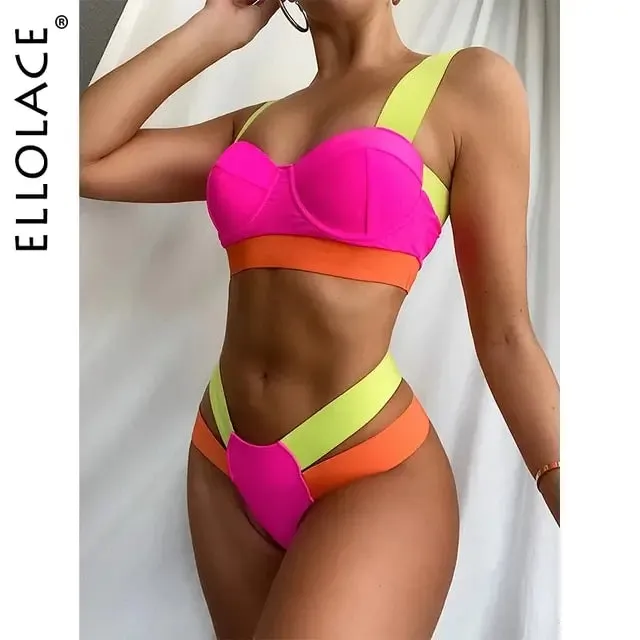 Bikini Patchwork Sexy Diversos Colores
