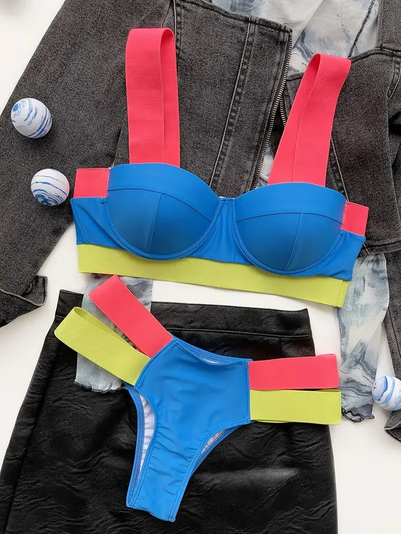 Bikini Patchwork Sexy Diversos Colores